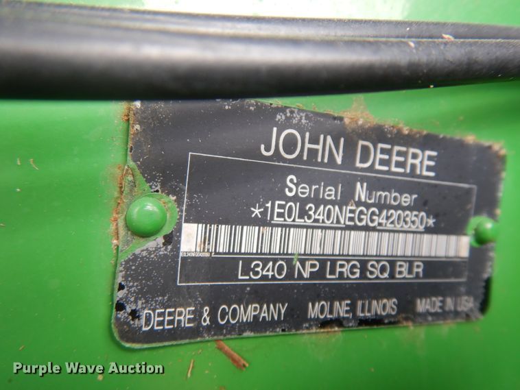 image for item IP9122 2016 John Deere L340  large square baler