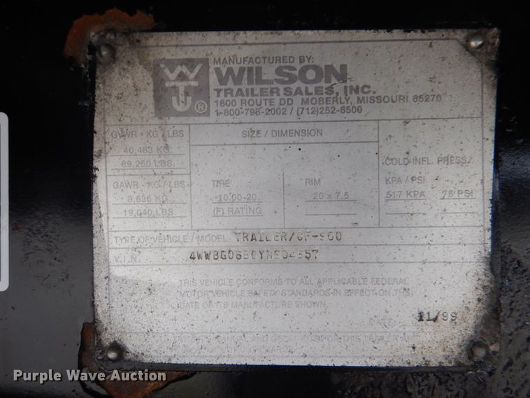 image for item DJ0431 2000 Wilson CF-900 flatbed trailer