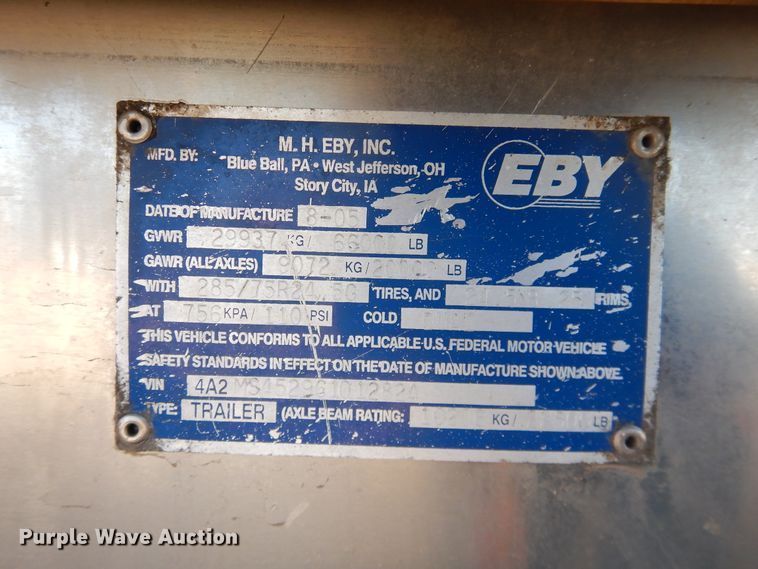 image for item DJ1184 2006 Eby  walking floor trailer