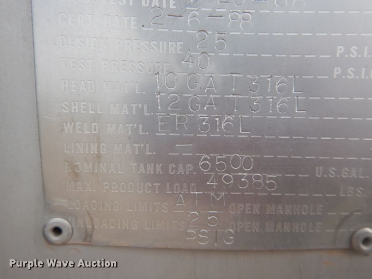 image for item DJ1246 1988 Walker  tank trailer