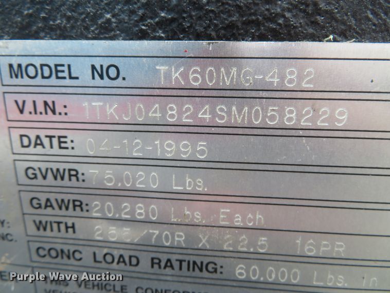 image for item DN5799 1995 Trail King TK60MG-482  lowboy equipment trailer