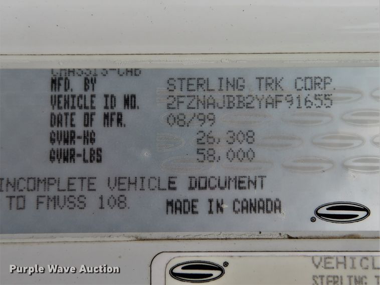 image for item FP9254 2000 Sterling L-Line  crane truck