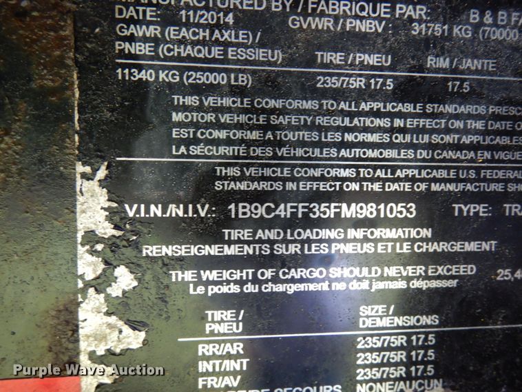 image for item HR9189 2015 B & B  drop deck trailer