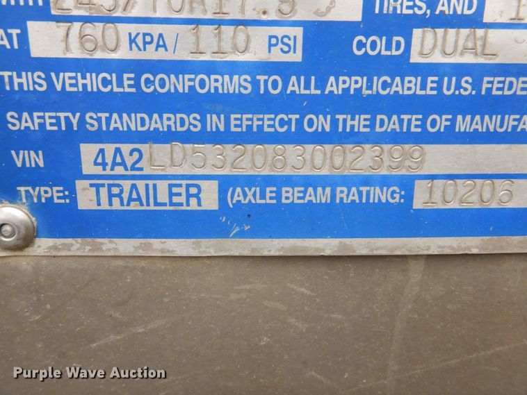 image for item II9805 2008 Eby Trans Pork  livestock trailer