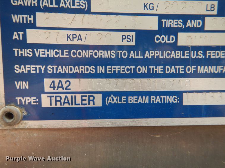 image for item II9806 2011 Eby Trans Pork  livestock trailer