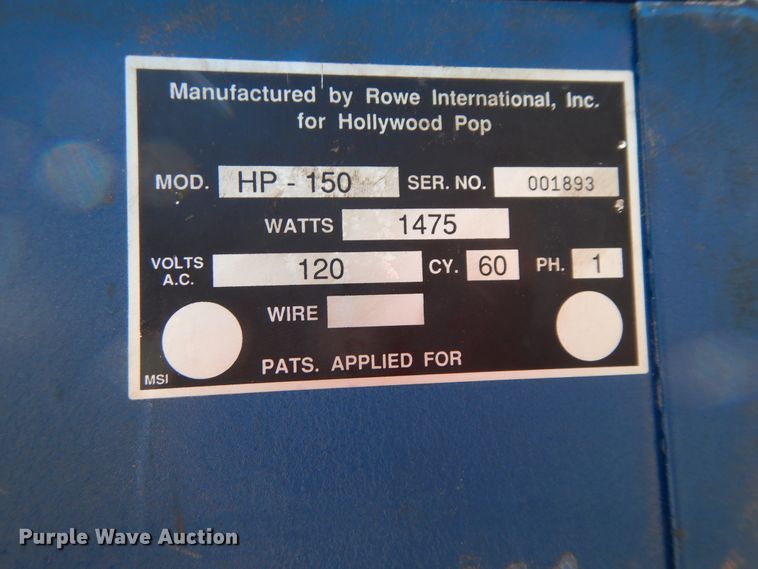 image for item DF6784 Rowe HP150 popcorn machine