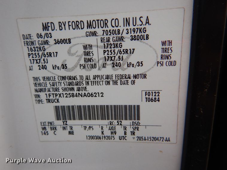 image for item DK5575 2004 Ford F150 XLT  SuperCab pickup truck