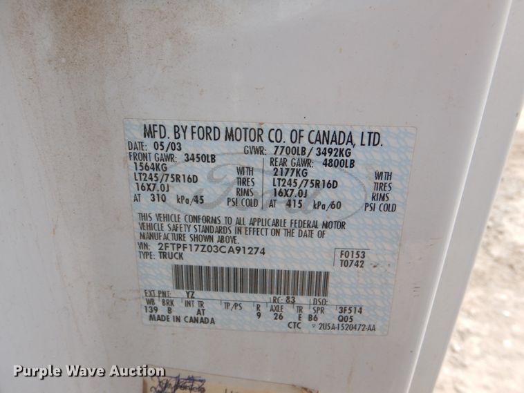 image for item DK5576 2003 Ford F150 XL  pickup truck