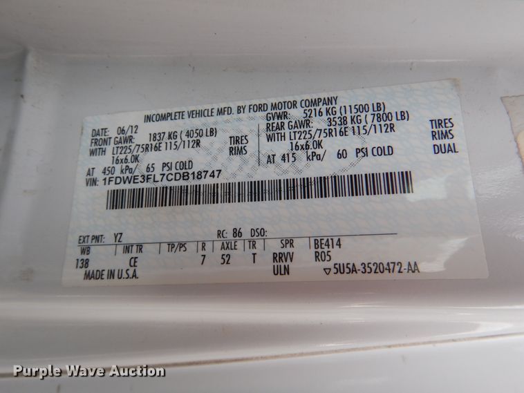 image for item DK5579 2012 Ford E350 Super Duty  box truck