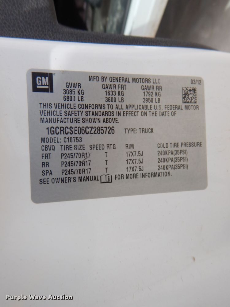 image for item DL2917 2012 Chevrolet Silverado 1500  Ext. Cab pickup truck