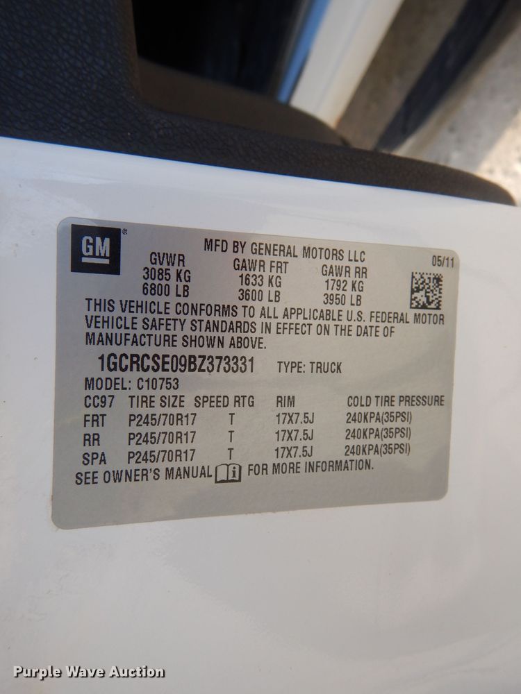 image for item DL2923 2011 Chevrolet 1500  Ext. Cab pickup truck