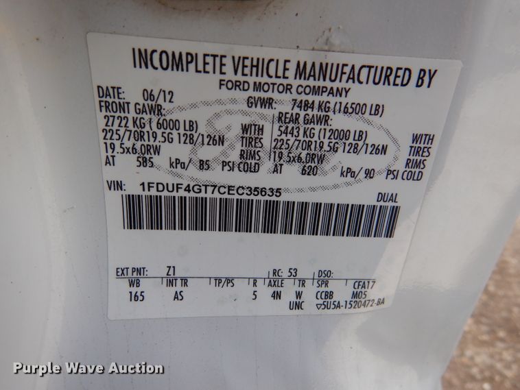 image for item DL2963 2012 Ford F450 Super Duty  truck cab and chassis