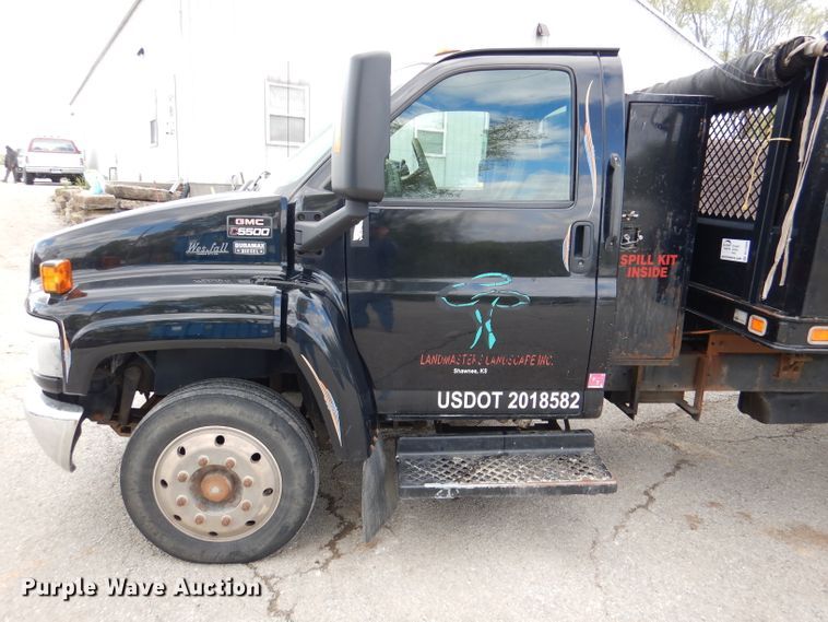 image for item DL2989 2003 GMC C5500  dump flatbed truck