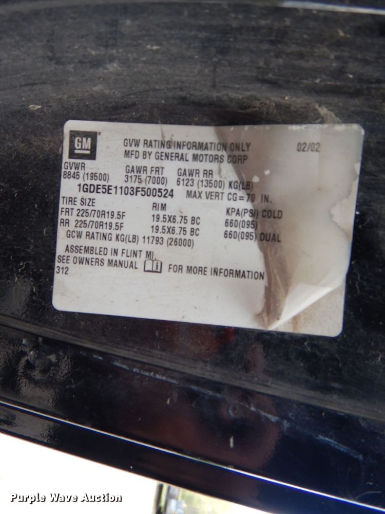 image for item DL2989 2003 GMC C5500  dump flatbed truck