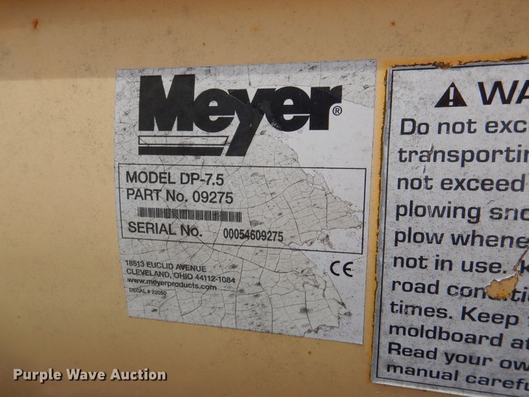 image for item DL8755 Meyer DP-7.5 snow plow