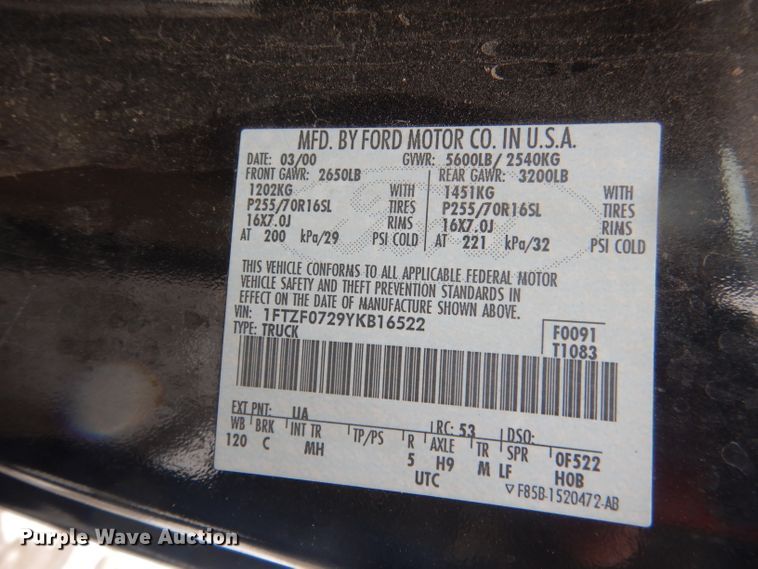 image for item FI9026 2000 Ford F150  pickup truck