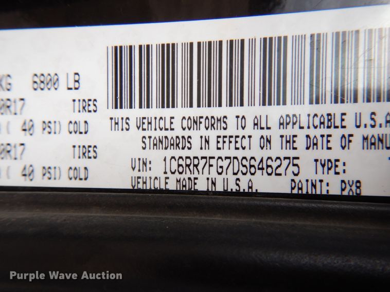 image for item HR9199 2013 Dodge Ram 1500  Quad Cab pickup truck