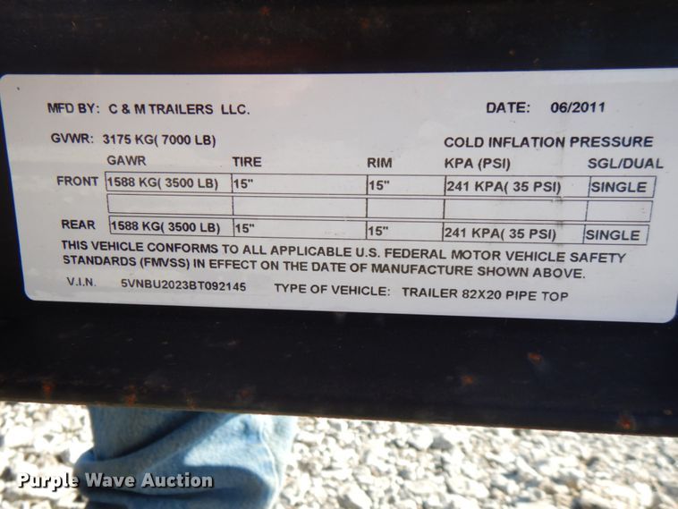 image for item HX9185 2011 C&M utility trailer