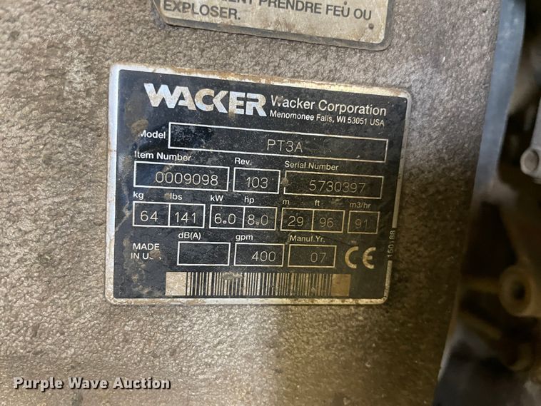 image for item II9399 Wacker PT3 pump