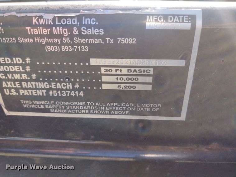 image for item IK9248 2010 Kwik Load  car trailer