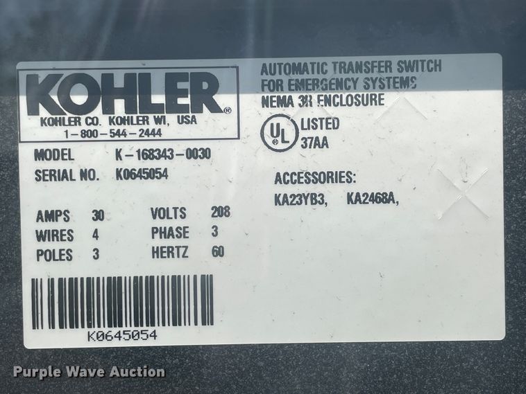 image for item IR9842 Kohler Power Systems 12RZ  generator