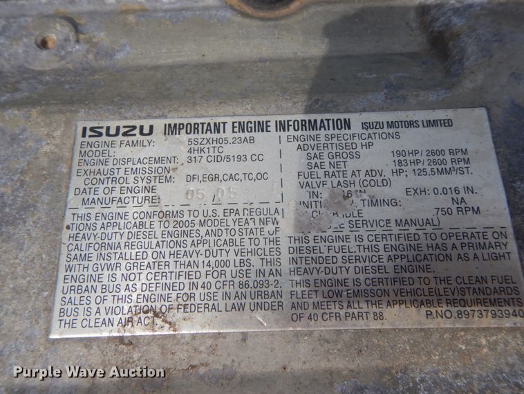 image for item IX9496 2005 Isuzu NQR  truck cab and chassis