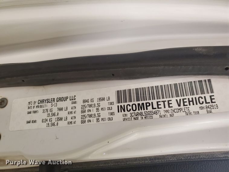 image for item IX9768 2013 Dodge Ram 5500HD  bucket truck