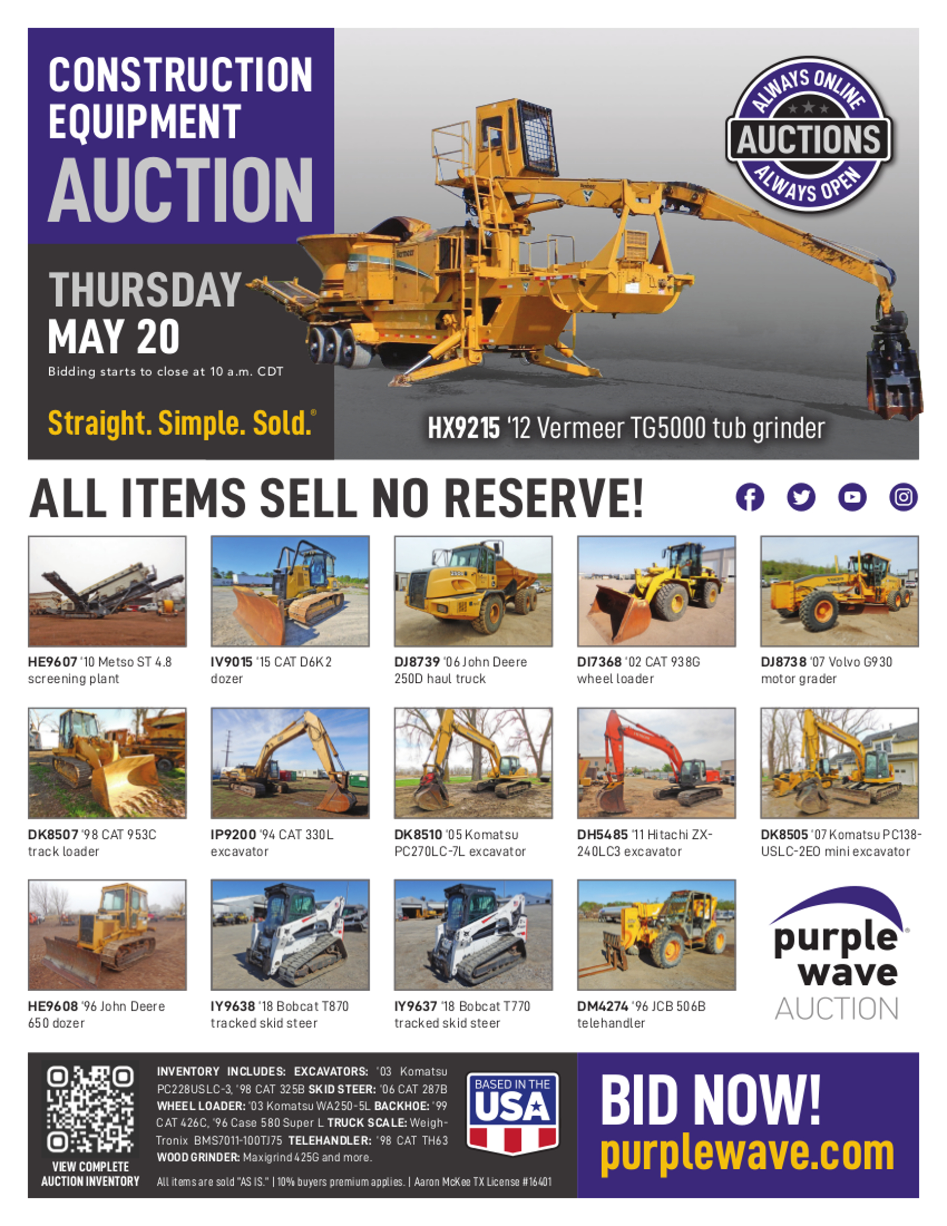 SOLD! Construction Equipment Auction | Items Sold | 5-20-2021