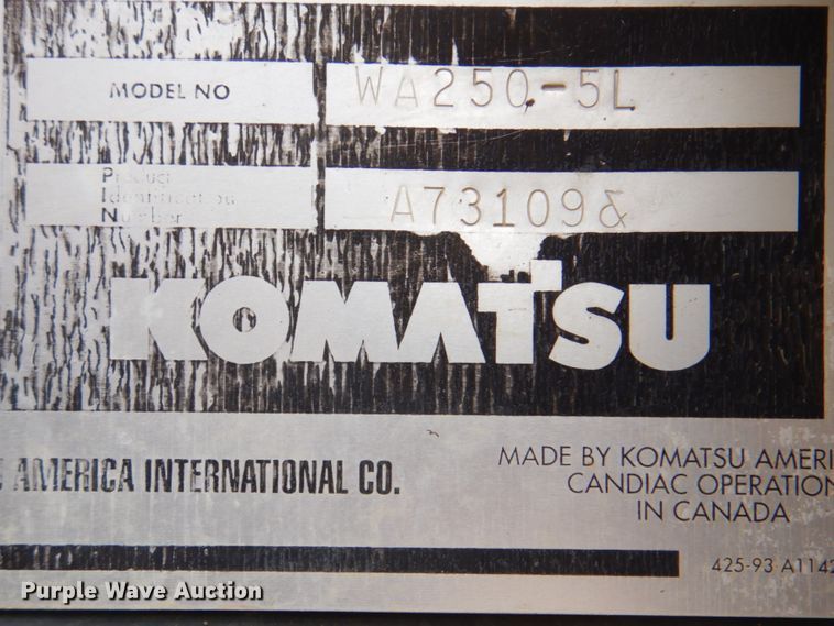 image for item DJ8737 2003 Komatsu WA250-5L  wheel loader