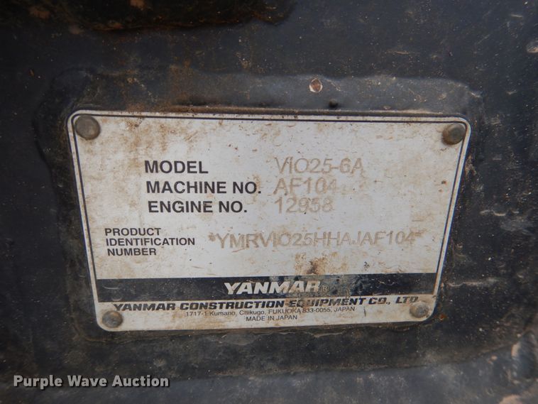 image for item DK5586 Yanmar VIO25-6A  mini excavator