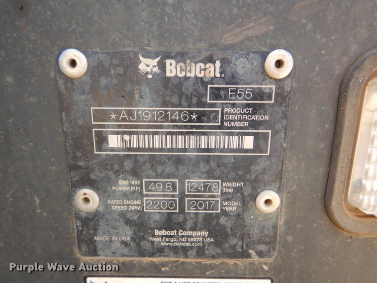 image for item DK5605 2017 Bobcat E55  mini excavator