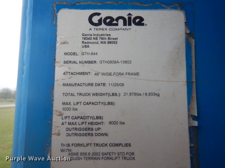 image for item DK5609 2009 Genie GTH-844  telehandler