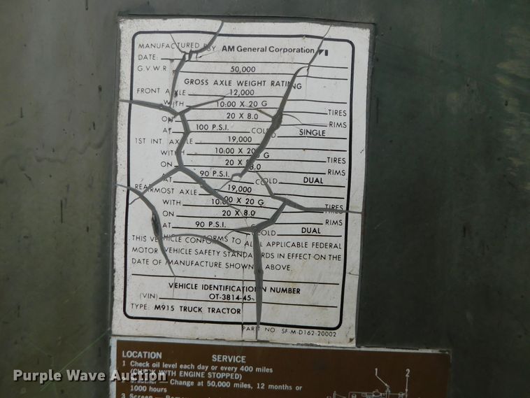 image for item DK8500 1979 Am General M915  semi truck