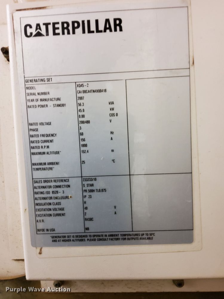 image for item DK8504 2007 Caterpillar XQ45-2  generator