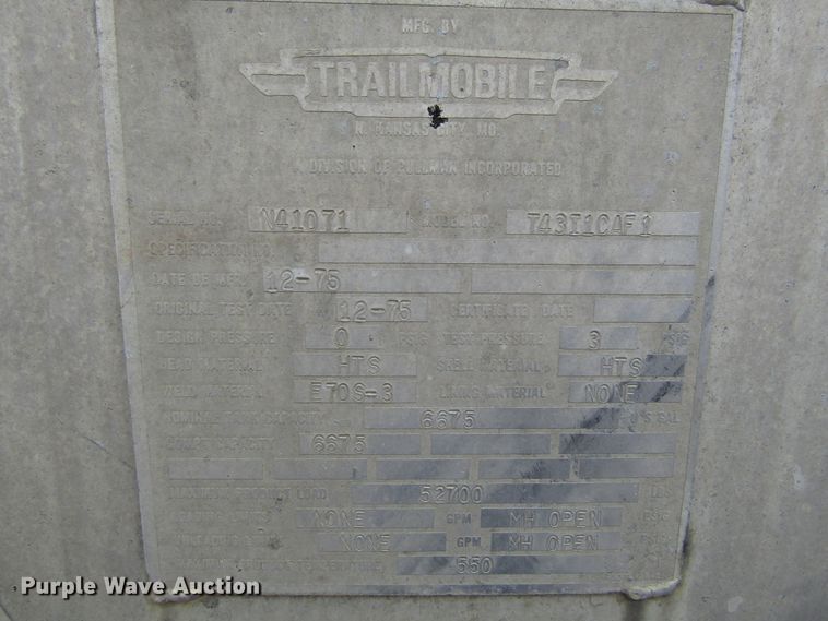 image for item GC9916 1976 Trailmobile T431CAF1  tank trailer