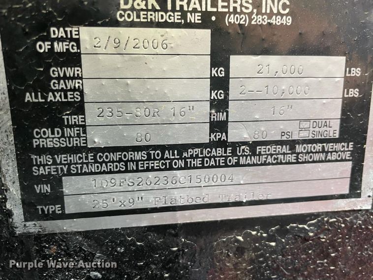 image for item HE9551 2006 D&K  equipment trailer