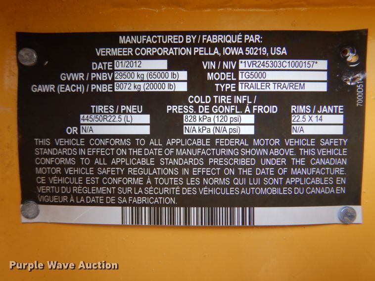 image for item HX9215 2012 Vermeer TG5000 tub grinder