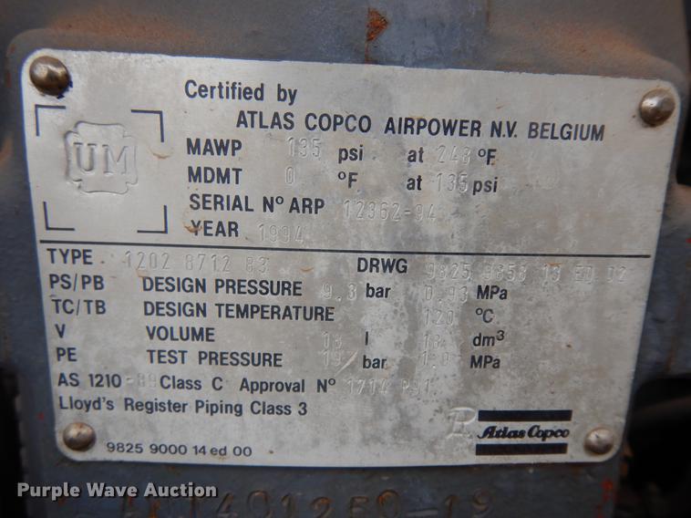 image for item IP9168 1994 Atlas Copco XAS75  air compressor