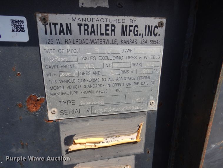 image for item IP9190 2000 Titan  equipment trailer