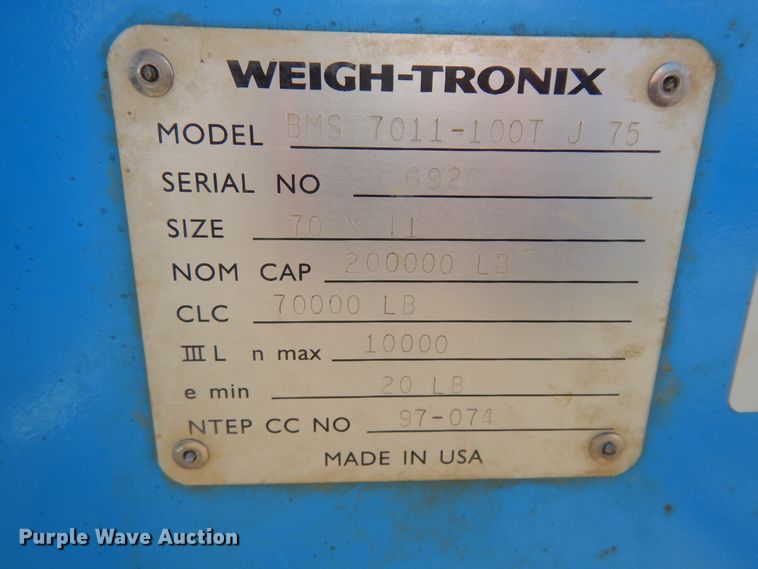 image for item IP9199 Weigh-Tronix BMS7011-100TJ75 truck scale