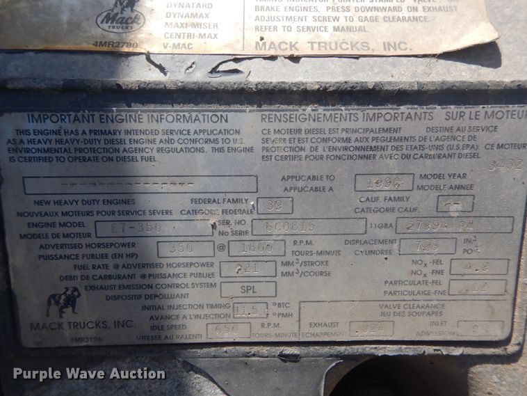 image for item IY9586 1996 Mack RD688S  dump truck