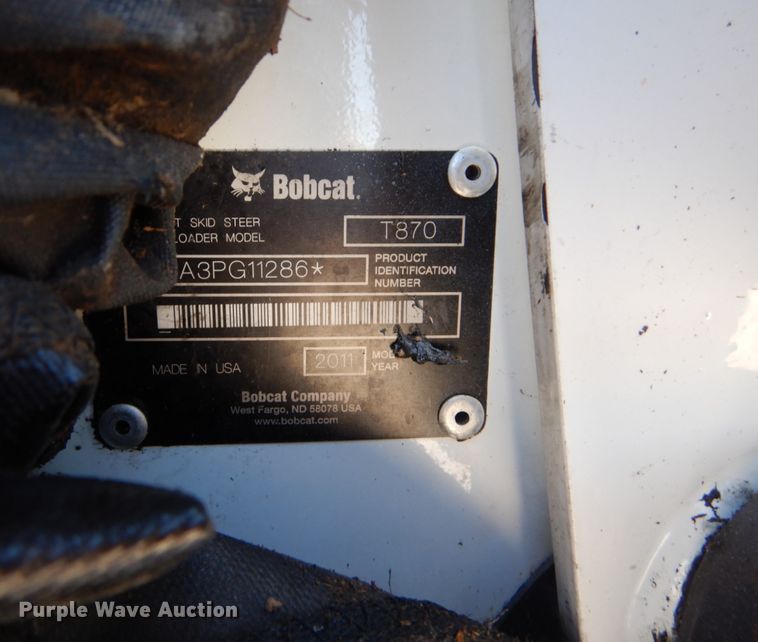 image for item IY9636 2011 Bobcat T870  tracked skid steer loader