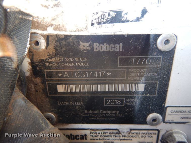 image for item IY9637 2018 Bobcat T770  tracked skid steer loader