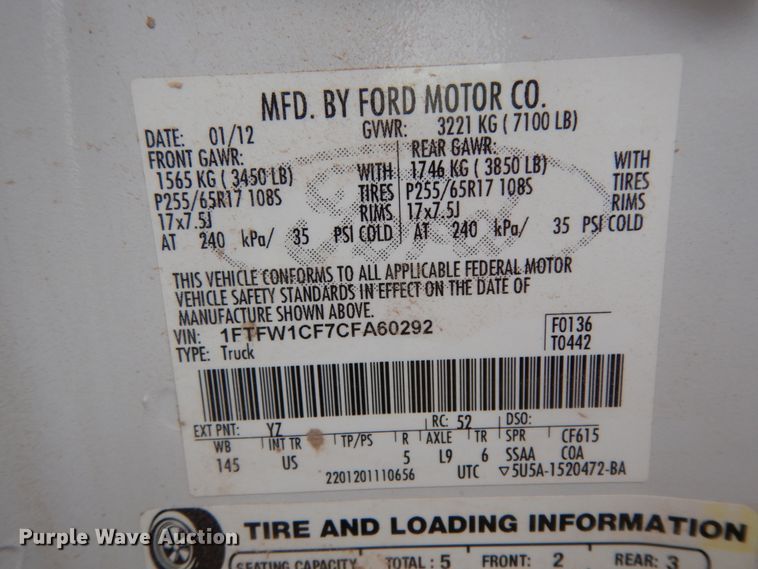 image for item DC2129 2012 Ford F150  SuperCrew pickup truck