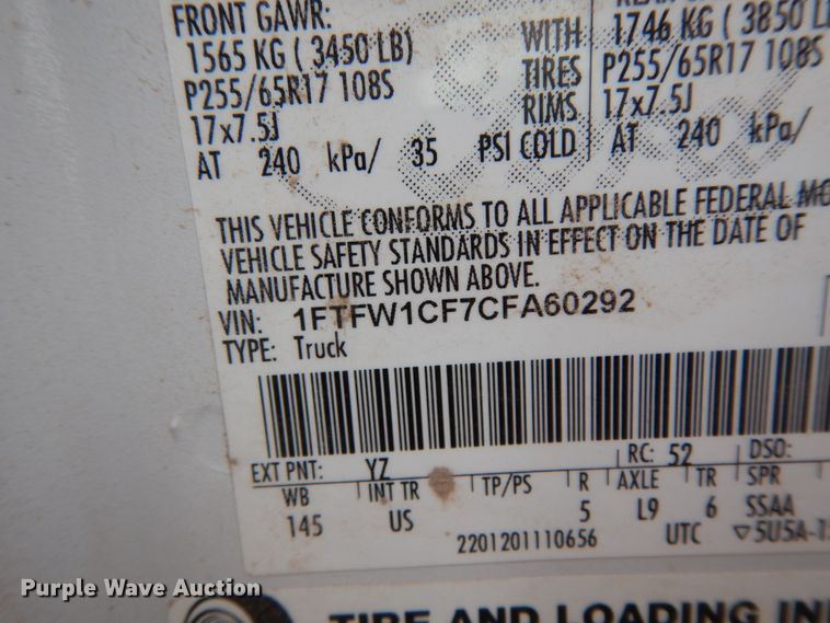 image for item DC2129 2012 Ford F150  SuperCrew pickup truck