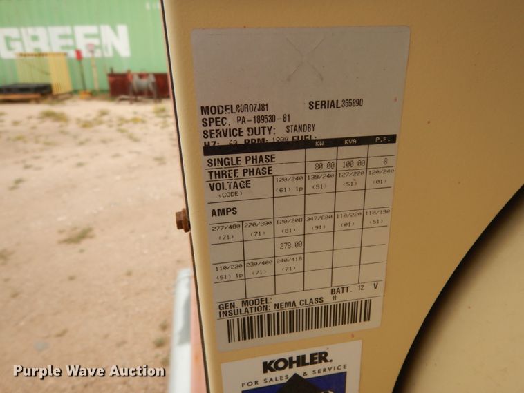 image for item DC2139 Kohler 80R0Z181  generator
