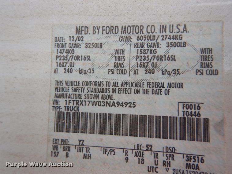 image for item DC2146 2003 Ford F150  SuperCab pickup truck