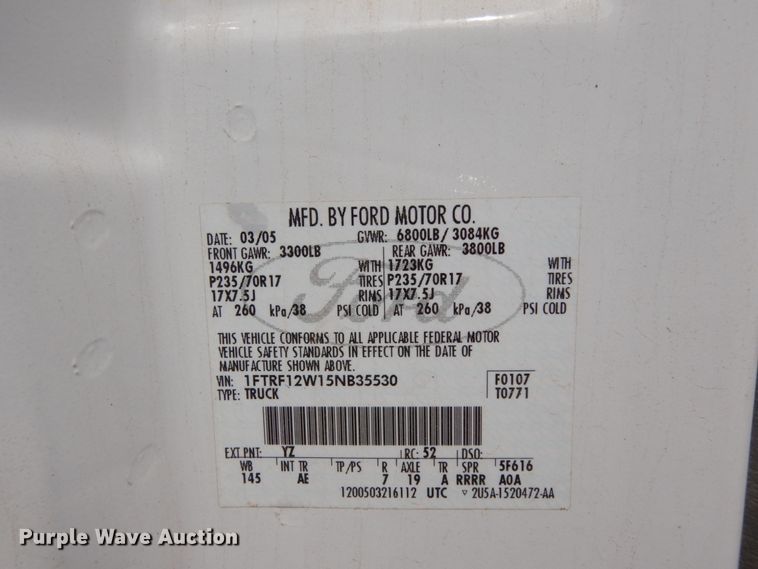 image for item DC2148 2005 Ford F150  pickup truck