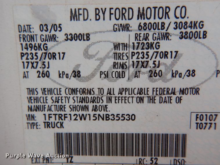 image for item DC2148 2005 Ford F150  pickup truck