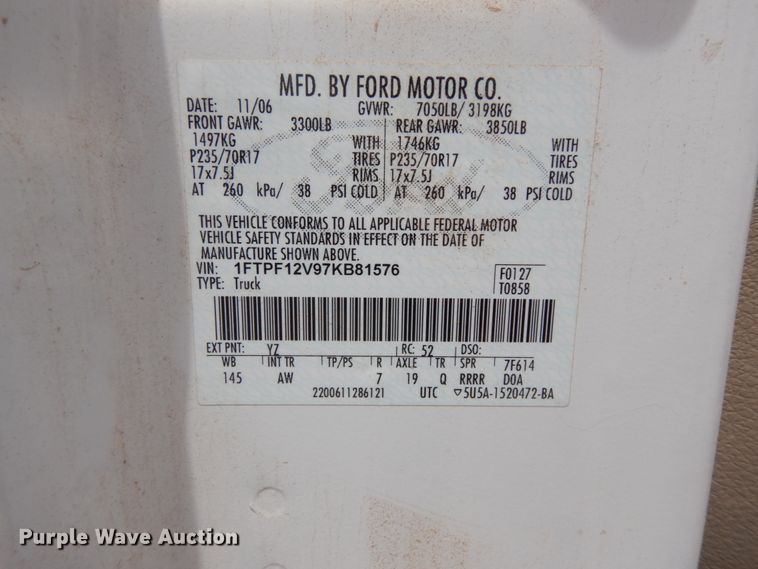 image for item DC2152 2007 Ford F150  pickup truck